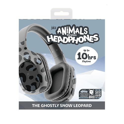 Juice Animals Wireless Bluetooth Headphones - Snow Leopard