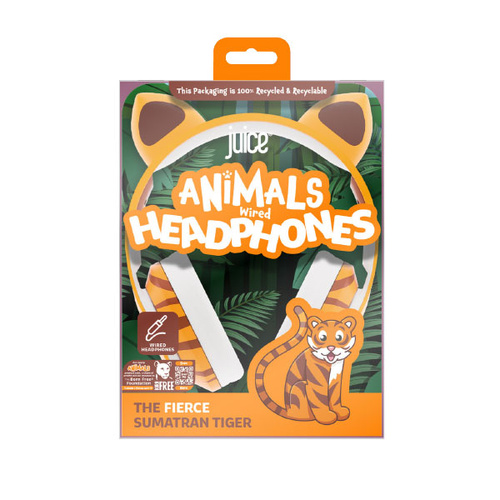 Juice Animals Wired Headphones - Tiger