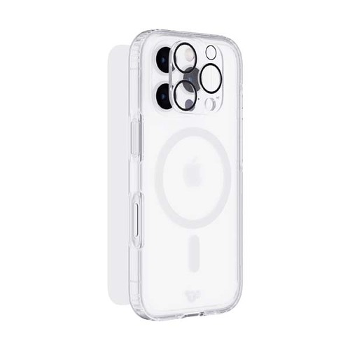 Tech 21 Bundle - EvoClear MagSafe Case + Tempered Glass + Lens Protector for iPhone 16 Pro